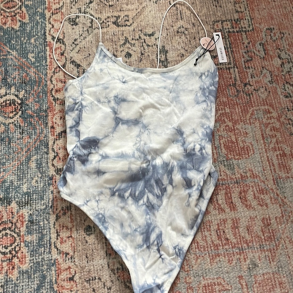 Tyedye blue and white forever 21 bodysuit